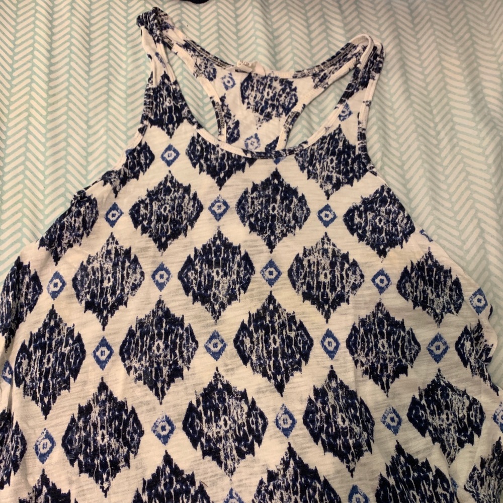 White Aeropostale Tank Top with blue pattern